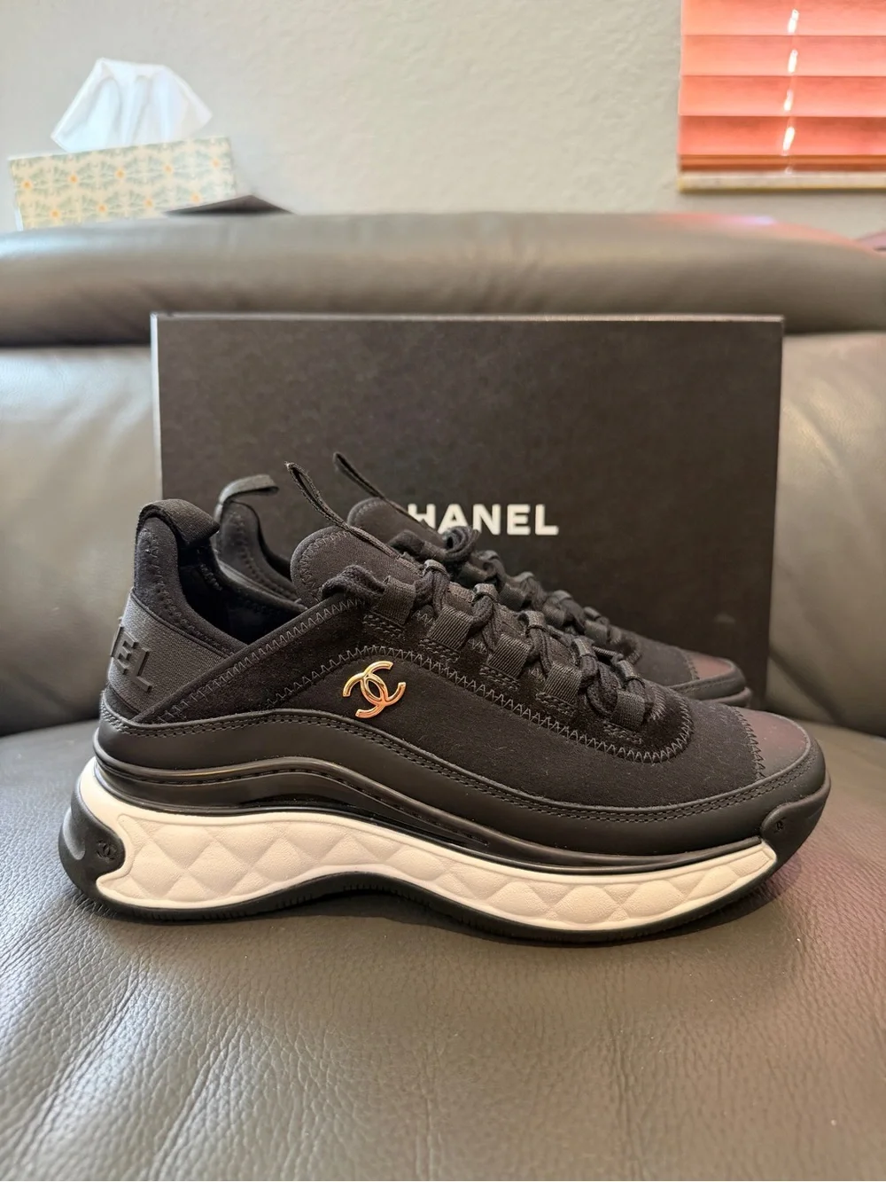 CHANEL Sports Trail Velvet Calfskin Mixed Fibers Sneakers